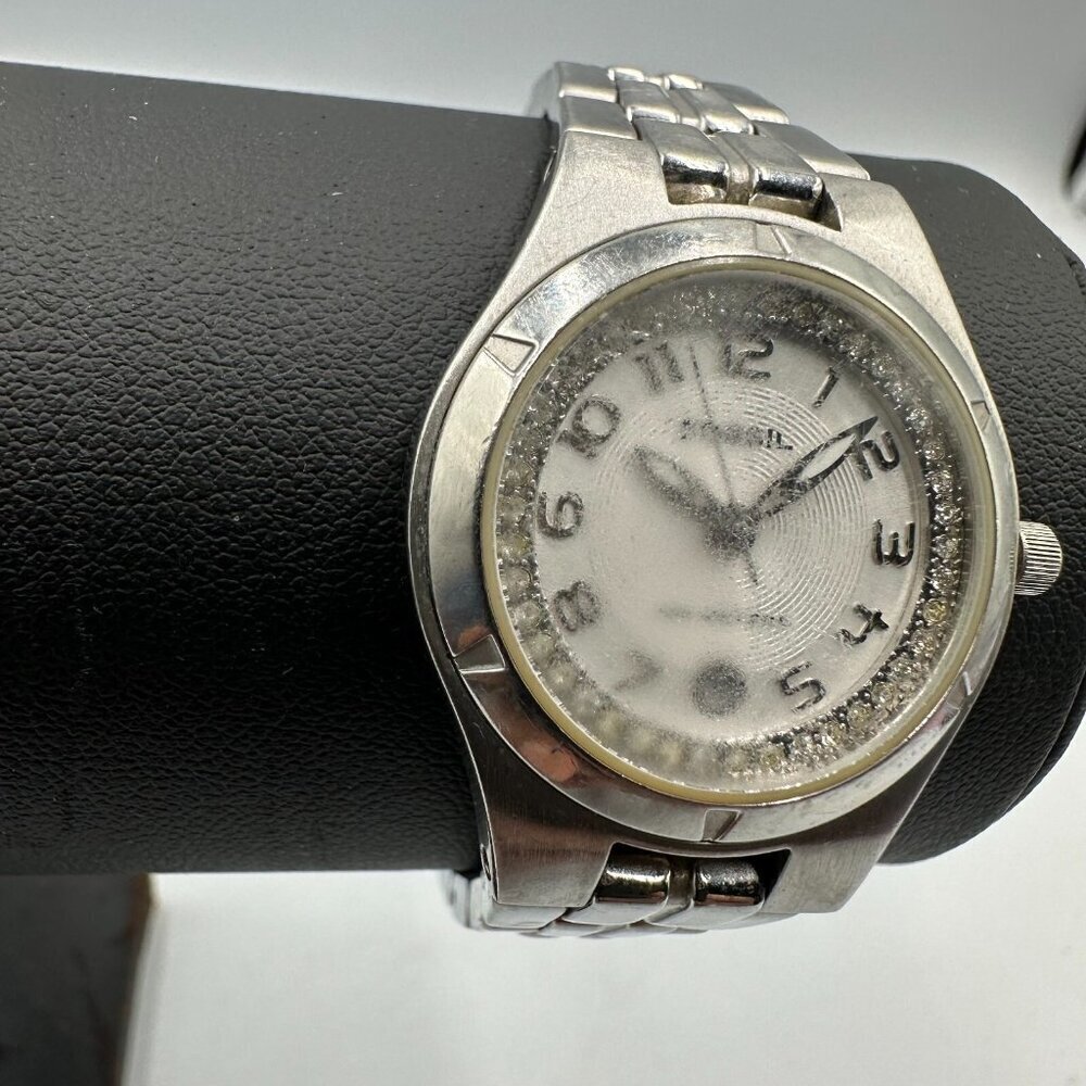 3/$30 Fossil Watch Women Silver Tone White Dial Date Flawed Crystal 7.25" - Picture 4 of 14